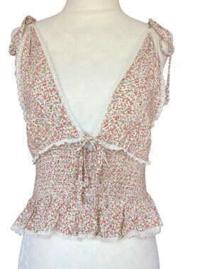 Sky to Moon Floral Cami Top Cream Pink
